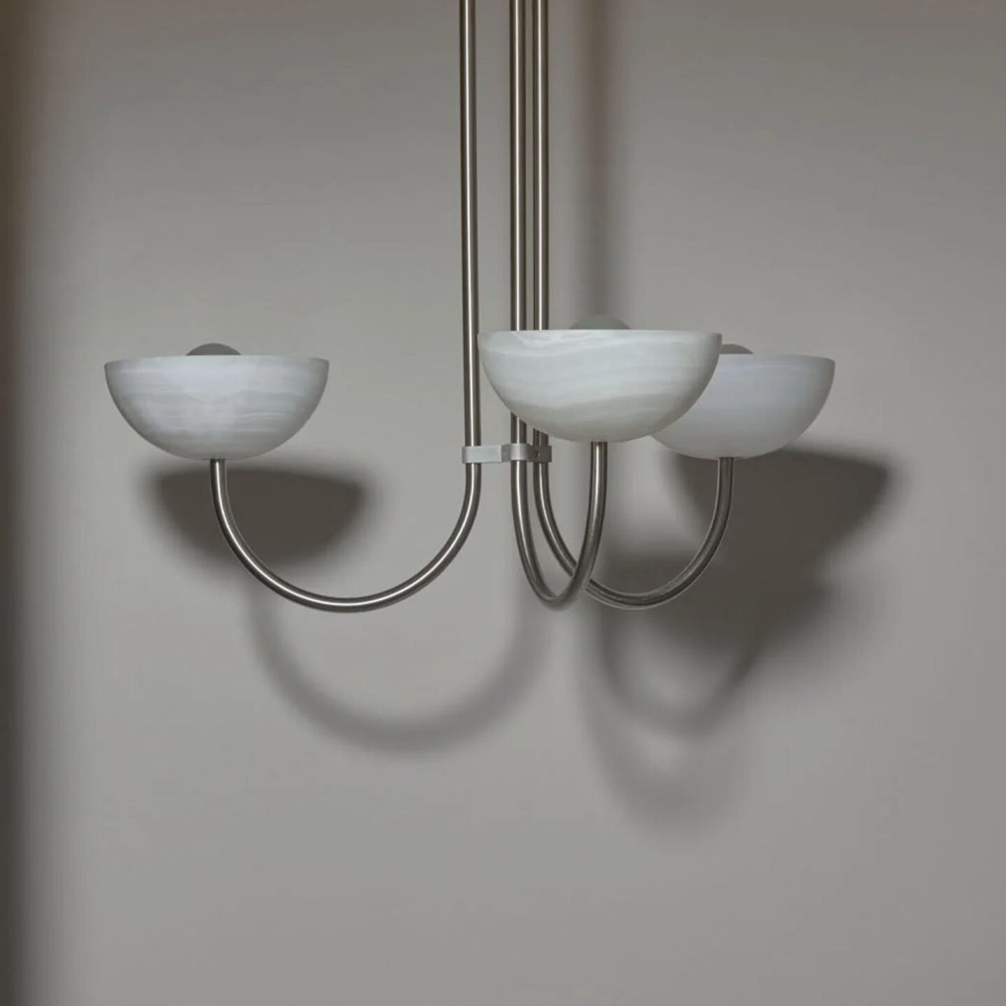 Aurelia Chandelier, Triple Pendant Large White Onyx, Brushed Nickel